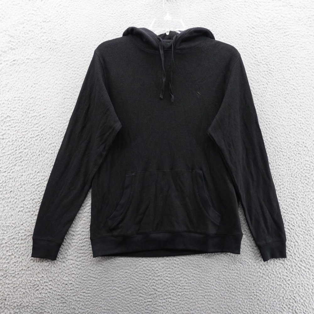 Tailorbyrd Collection Hooded Pullover Size M Black Waffle Knit Men Pocket NWT